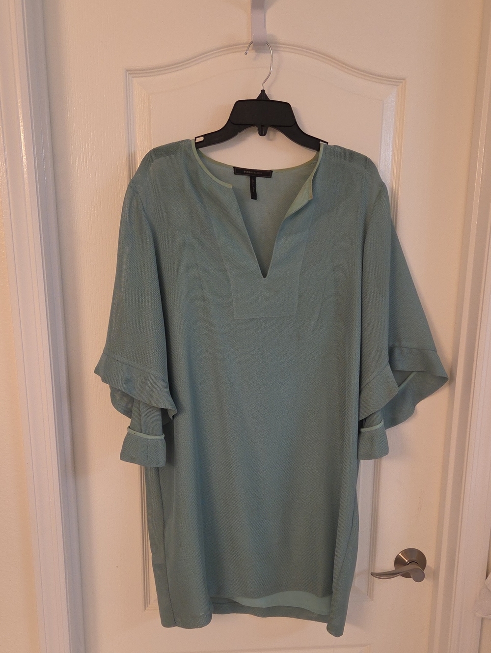 BCBGMaxAzria Teal Ruffle-Sleeve Tunic